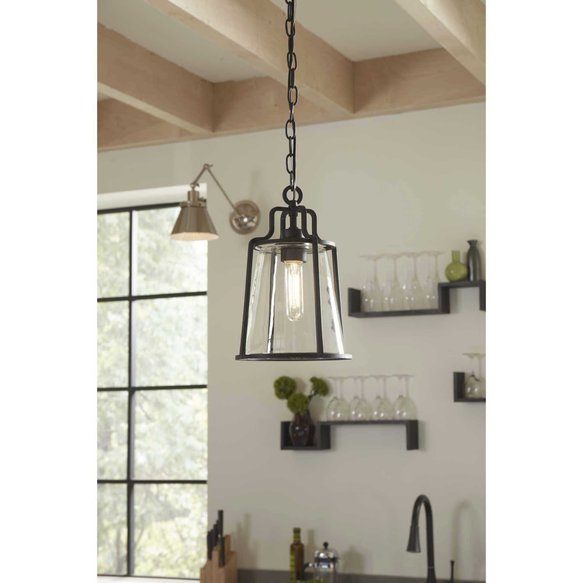 Benton Harbor 1 Light 9 inch Textured Black Outdoor Hanging Lantern, with DURASHIELD